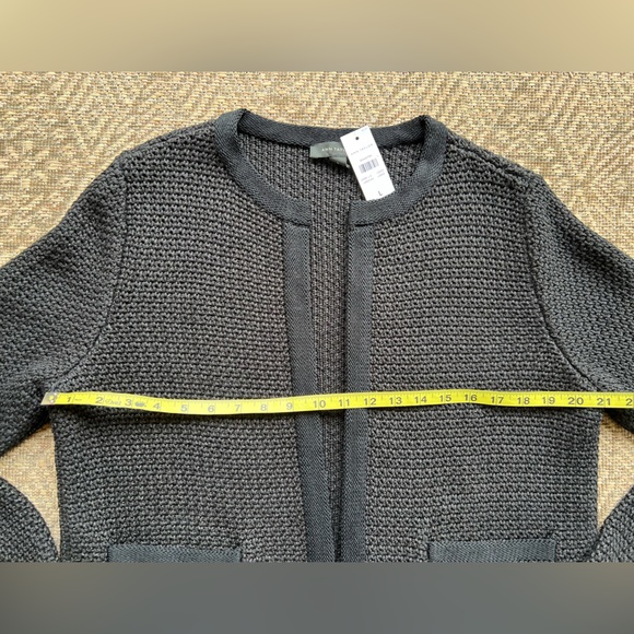 Ann Taylor Black Silver Sparkle Lady Jacket Cardigan Holiday Tweed Knit Large - Picture 2 of 6